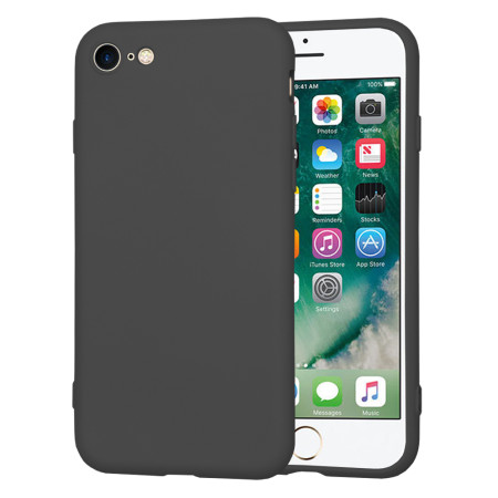 Husa Premium din Silicon pentru iPhone 7 / 8 / SE 2, SE 2020 / SE 3, SE 2022 - SoftFlex, Microfibra, Black