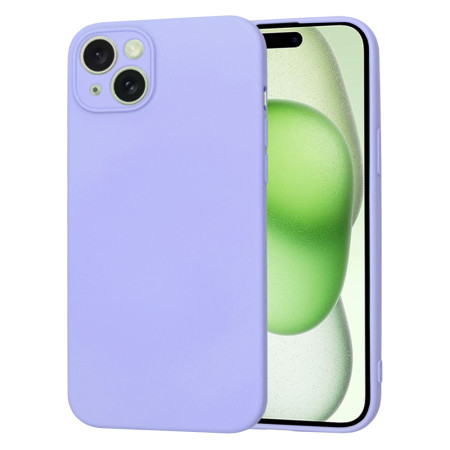 Husa Premium din Silicon pentru iPhone 15 Plus- SoftFlex, Microfibra, Light Purple