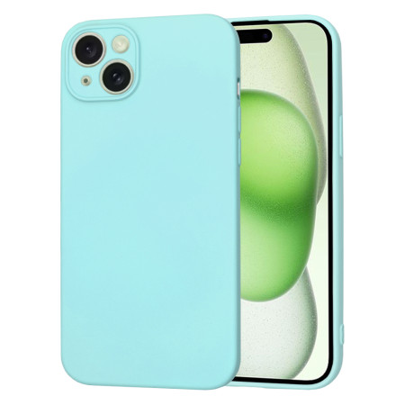 Husa Premium din Silicon pentru iPhone 15 Plus- SoftFlex, Microfibra, Sea Blue