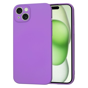 Husa Premium din Silicon pentru iPhone 15 Plus- SoftFlex, Microfibra, Purple