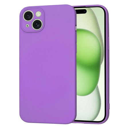 Husa Premium din Silicon pentru iPhone 15 Plus- SoftFlex, Microfibra, Purple