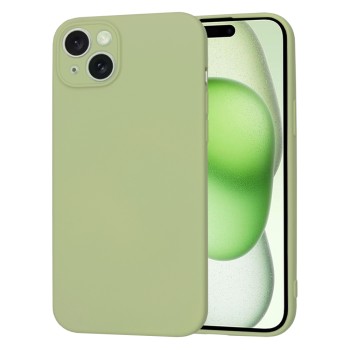 Husa Premium din Silicon pentru iPhone 15 Plus- SoftFlex, Microfibra, Matcha