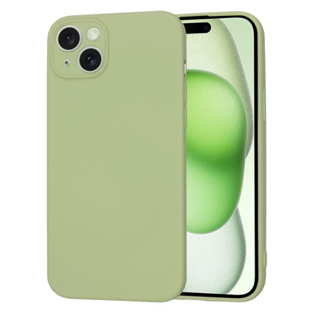 Husa Premium din Silicon pentru iPhone 15 Plus- SoftFlex, Microfibra, Matcha