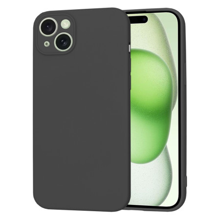 Husa Premium din Silicon pentru iPhone 15 Plus- SoftFlex, Microfibra, Black