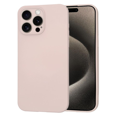 Husa Premium din Silicon pentru iPhone 15 Pro Max- SoftFlex, Microfibra, Pink Sand