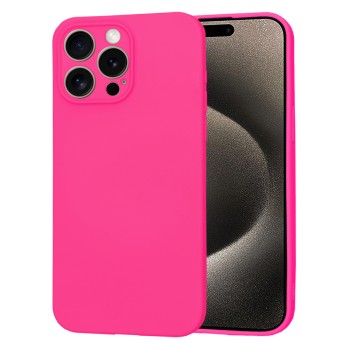 Husa Premium din Silicon pentru iPhone 15 Pro Max- SoftFlex, Microfibra, Hot Pink