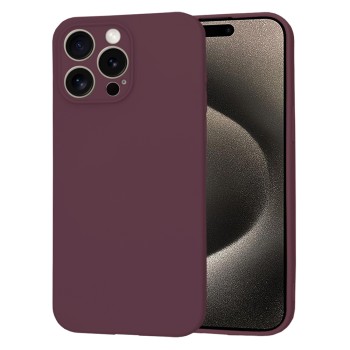 Husa Premium din Silicon pentru iPhone 15 Pro Max- SoftFlex, Microfibra, Plum Red