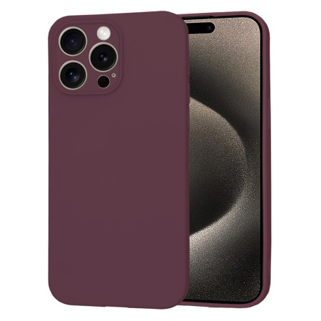 Husa Premium din Silicon pentru iPhone 15 Pro Max- SoftFlex, Microfibra, Plum Red