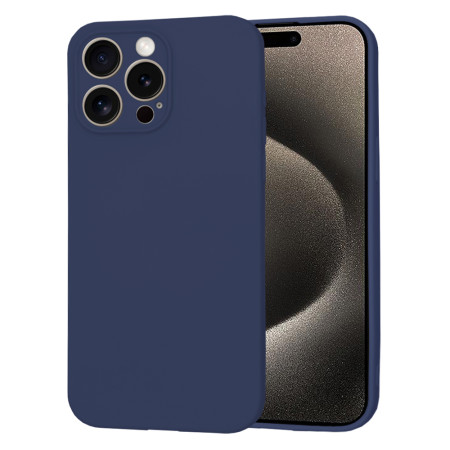 Husa Premium din Silicon pentru iPhone 15 Pro Max- SoftFlex, Microfibra, Navy Blue