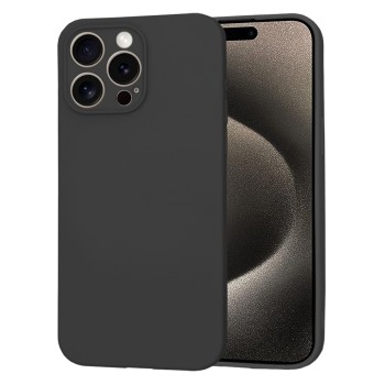 Husa Premium din Silicon pentru iPhone 15 Pro Max- SoftFlex, Microfibra, Black