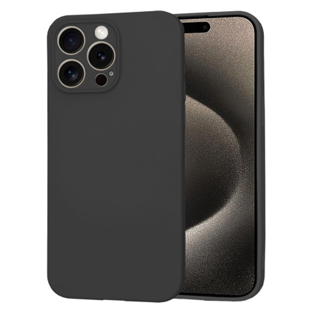 Husa Premium din Silicon pentru iPhone 15 Pro Max- SoftFlex, Microfibra, Black