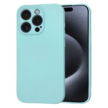 Husa Premium din Silicon pentru iPhone 15 Pro - SoftFlex, Microfibra, Sea Blue