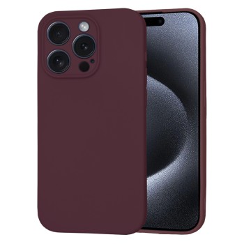 Husa Premium din Silicon pentru iPhone 15 Pro - SoftFlex, Microfibra, Plum Red