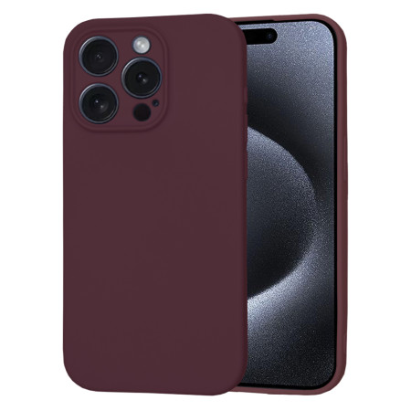 Husa Premium din Silicon pentru iPhone 15 Pro - SoftFlex, Microfibra, Plum Red