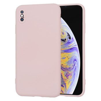 Husa Premium din Silicon pentru iPhone XS Max - SoftFlex, Microfibra, Pink Sand
