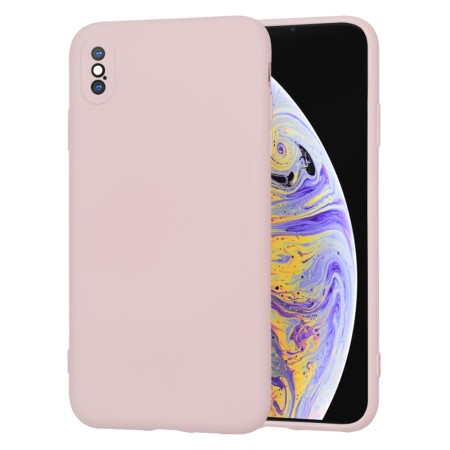 Husa Premium din Silicon pentru iPhone XS Max - SoftFlex, Microfibra, Pink Sand