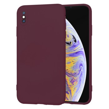 Husa Premium din Silicon pentru iPhone XS Max - SoftFlex, Microfibra, Plum Red