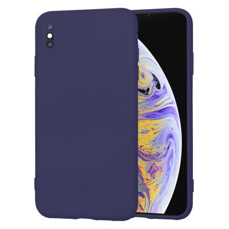 Husa Premium din Silicon pentru iPhone XS Max - SoftFlex, Microfibra, Navy Blue
