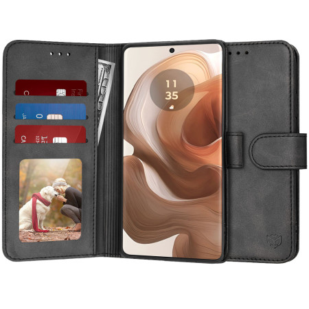 Husa Tip Carte pentru Motorola Edge 50 Ultra, Protectie Completa 360, Black