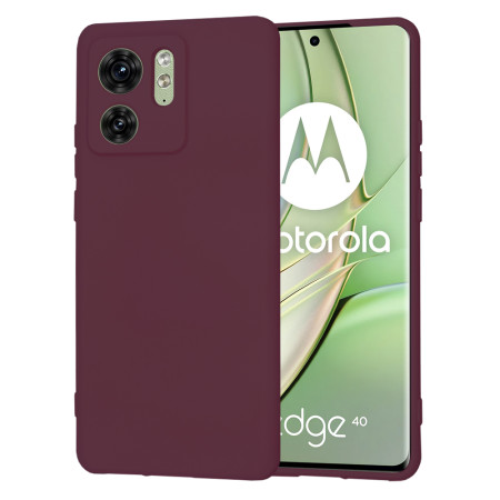Husa Premium din Silicon pentru Motorola Edge 40 / Edge (2023) - SoftFlex, Microfibra, Plum Red