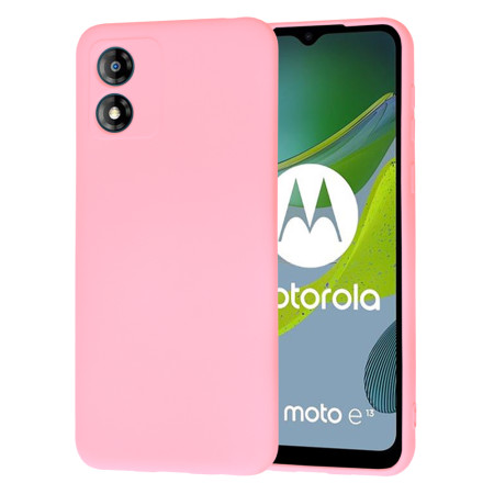 Husa Premium din Silicon pentru Motorola Moto E13 - SoftFlex, Microfibra, Chalk Pink