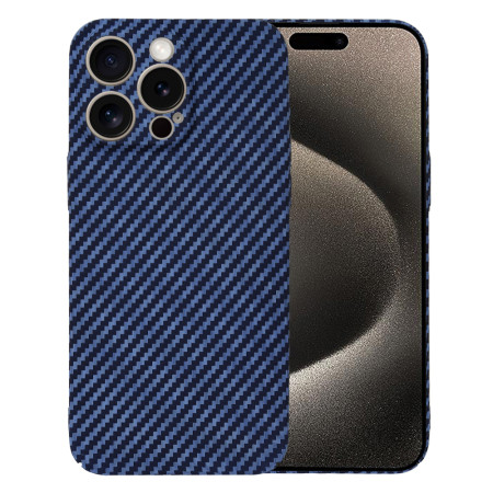Husa Slim Carbon pentru iPhone 15 Pro Max - Protectie Premium FiberShell, Cyan