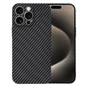 Husa Slim Carbon pentru iPhone 15 Pro Max - Protectie Premium FiberShell, Black