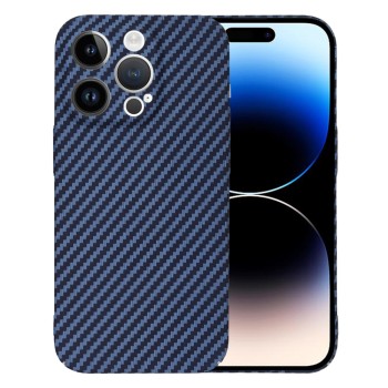 Husa Slim Carbon pentru iPhone 14 Pro - Protectie Premium FiberShell, Cyan