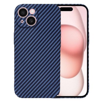 Husa Slim Carbon pentru iPhone 15 - Protectie Premium FiberShell, Cyan