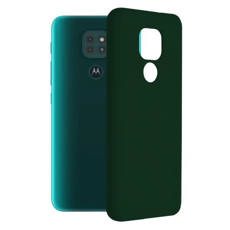 Husa Soft Edge compatibila cu Motorola Moto G9 Play, Mata, Slim, interior microfibra, Dark Green