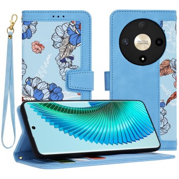 Husă FlipCraft pentru Honor Magic6 Lite - Protecție 360, Design Floral, Vibrant Blue