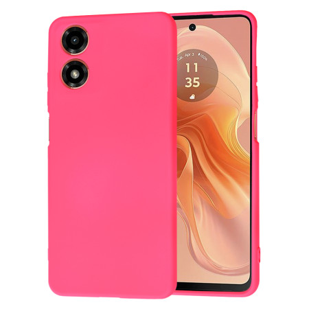 Husa Premium din Silicon pentru Motorola Moto G04 / G04s - SoftFlex, Microfibra, Hot Pink