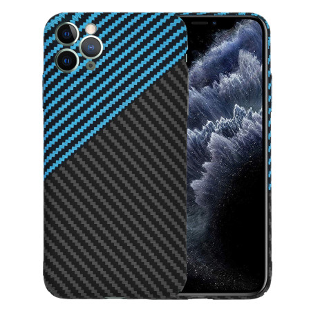 Husa Slim Carbon pentru iPhone 11 Pro Max - Protectie Premium FiberShell, Blue Pulse