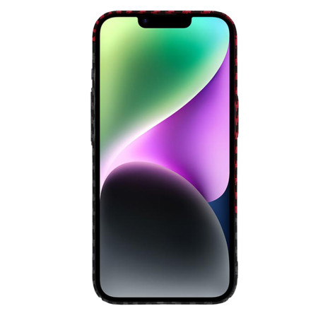 Husa Slim Carbon pentru iPhone 14 - Protectie Premium FiberShell, Red Vortex