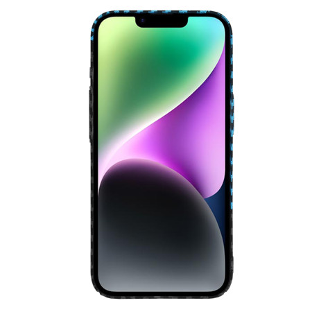 Husa Slim Carbon pentru iPhone 14 - Protectie Premium FiberShell, Blue Pulse