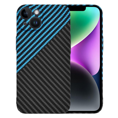 Husa Slim Carbon pentru iPhone 14 - Protectie Premium FiberShell, Blue Pulse