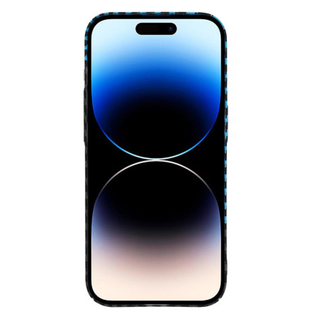 Husa Slim Carbon pentru iPhone 14 Pro - Protectie Premium FiberShell, Blue Pulse
