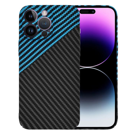 Husa Slim Carbon pentru iPhone 14 Pro Max - Protectie Premium FiberShell, Blue Pulse