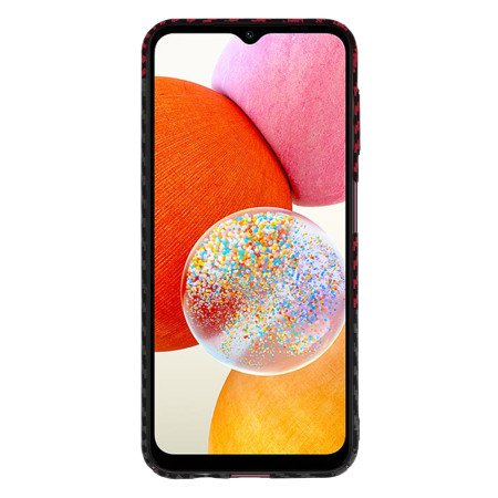 Husa Slim Carbon pentru Samsung Galaxy A14 4G / A14 5G - Protectie Premium FiberShell, Red Vortex