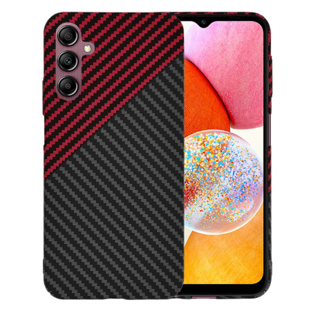 Husa Slim Carbon pentru Samsung Galaxy A14 4G / A14 5G - Protectie Premium FiberShell, Red Vortex