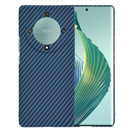 Husa Slim Carbon pentru Honor Magic5 Lite - Protectie Premium FiberShell, Cyan