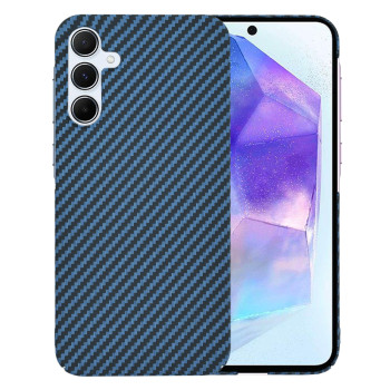 Husa Slim Carbon pentru Samsung Galaxy A55 5G - Protectie Premium FiberShell, Cyan