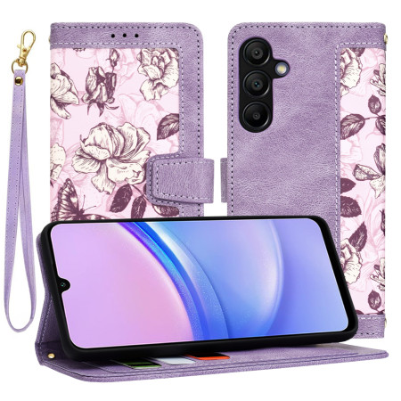 Husa FlipCraft pentru Samsung Galaxy A15 4G / A15 5G - Protectie 360, Design Floral, Mysterious Purple