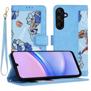 Husa FlipCraft pentru Samsung Galaxy A15 4G / A15 5G - Protectie 360, Design Floral, Vibrant Blue