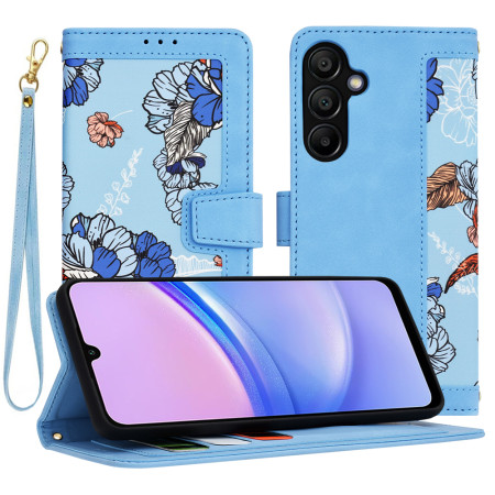 Husa FlipCraft pentru Samsung Galaxy A15 4G / A15 5G - Protectie 360, Design Floral, Vibrant Blue