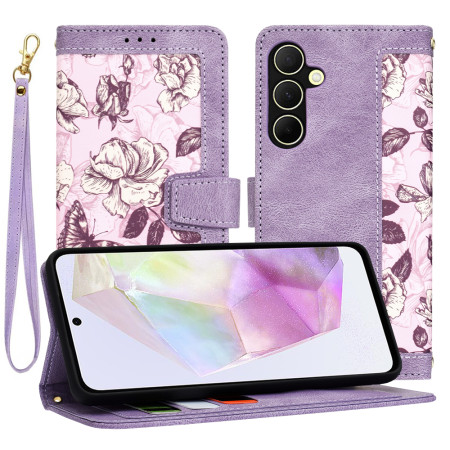 Husa FlipCraft pentru Samsung Galaxy A35 5G - Protectie 360, Design Floral, Mysterious Purple