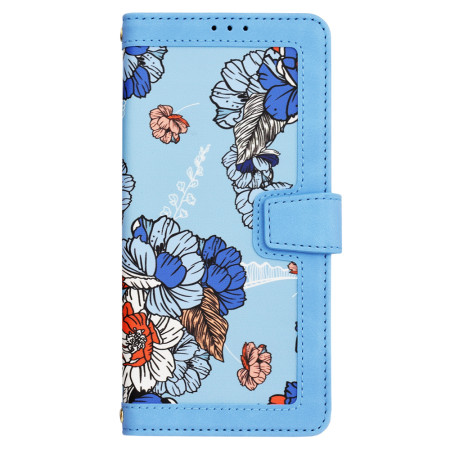 Husa FlipCraft pentru Samsung Galaxy A35 5G - Protectie 360, Design Floral, Vibrant Blue