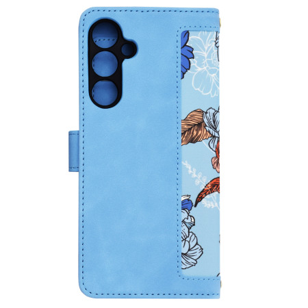 Husa FlipCraft pentru Samsung Galaxy A35 5G - Protectie 360, Design Floral, Vibrant Blue