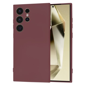Husa Premium pentru Samsung Galaxy S24 Ultra - SoftFlex, Microfibra, Plum Red