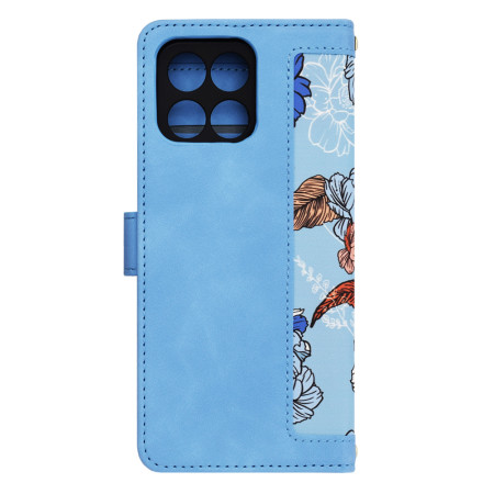 Husa FlipCraft pentru Honor X6 / X8 5G / 70 Lite - Protectie 360, Design Floral, Vibrant Blue
